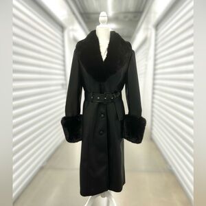 NWOT - Mango - faux Leather Jacket with removable faux Fur Trim- M